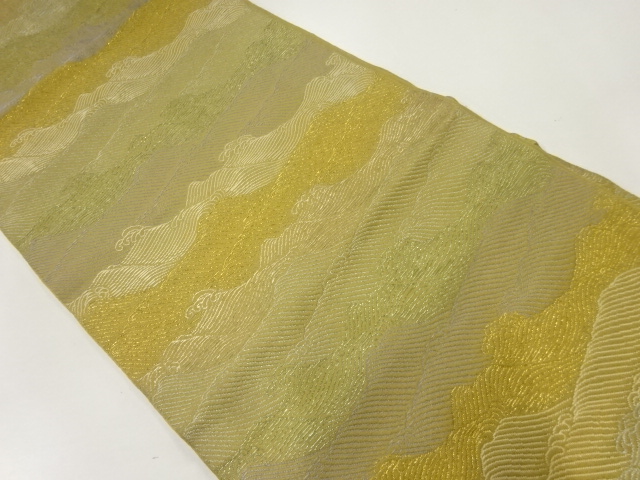 JAPANESE KIMONO / ANTIQUE FUKURO OBI / SILK / WOVEN ROUGH WAVE